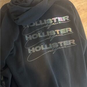 Hollister Black Hoodie with Holographic Logo